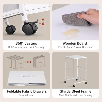DEVAISE 2 Drawer Mobile File Cabinet with Open Storage Shelf - color: White, size: 15.7''D×15.4''W×26.8''H