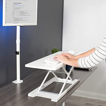 VIVO White 27 in Single Top Keyboard and Mouse Riser, DESK-V000PW - color: White
