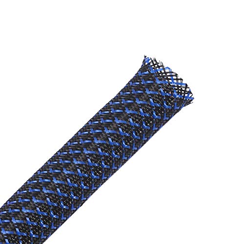 100ft - 1 inch PET Expandable Braided Sleeving – BlackBlue – Alex Tech Braided Cable Sleeve - color: Blackblue, size: 1"-100ft