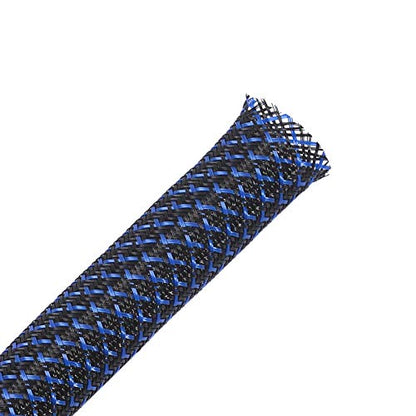 100ft - 1/4 inch PET Expandable Braided Sleeving – BlackBlue – Alex Tech Braided Cable Sleeve - color: Blackblue, size: 1/4"-100ft