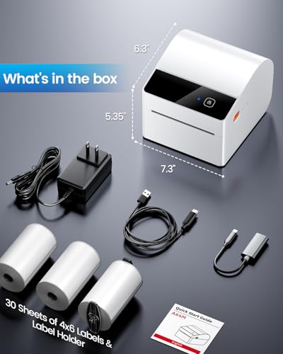 ASprink Bluetooth Thermal Label Printer with 750 Pcs Labels - color: White