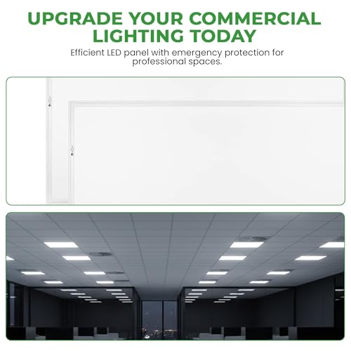 E2 LIGHTING 4 Pack, 2x4 LED Flat Panel Light, Emergency Battery Backup - color: 4 pack w Battery