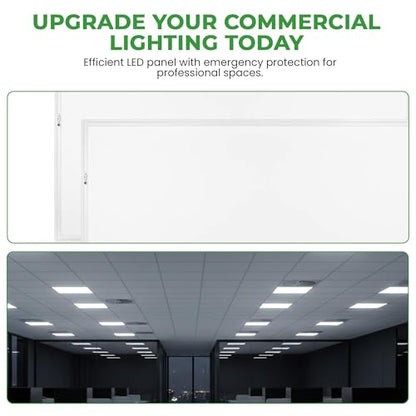 E2 LIGHTING 4 Pack, 2x4 LED Flat Panel Light, Emergency Battery Backup - color: 4 pack w Battery