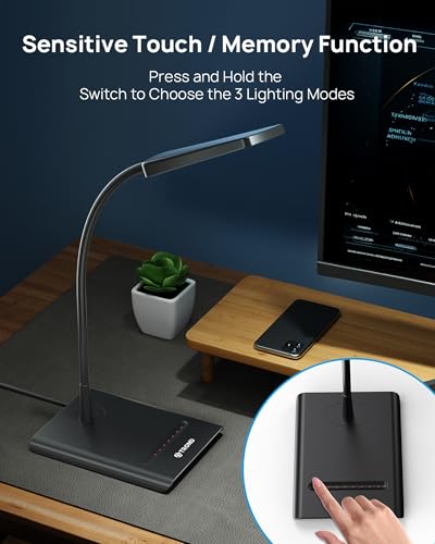TROND Desk Lamp, Dimmable Eye-Caring Table Lamp, Memory Function, Black - color: Black