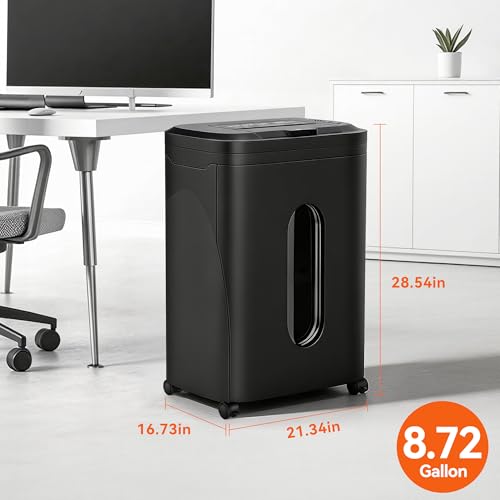 250-Sheet Paper Shredder Auto Feed, Commercial Shredders Heavy Duty, 60 Min Non-Stop, P-5 Ultra Security Shredder for Home Office, Micro Cut with Wheels, 8.72 Gal Bin, <60 dB(OL380) - size: 250 Sheet Auto Feed