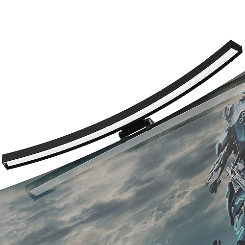 Curved Monitor Light Bar with RGB Backlight, 3 Color Temperature and Stepless Dimming, Music Sync LED Screen Strip with Touch Control Buttons for Computer Screens