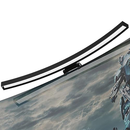 Curved Monitor Light Bar with RGB Backlight, 3 Color Temperature and Stepless Dimming, Music Sync LED Screen Strip with Touch Control Buttons for Computer Screens
