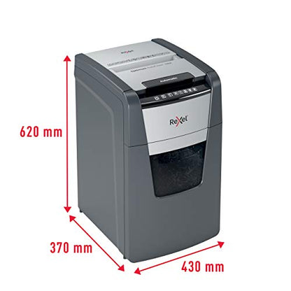 Rexel Optimum Auto Feed+ 130 Sheet Automatic Cross Cut Paper Shredder, P-4 Security, Small Office Use, 44 litre Removable Bin, 2020130X