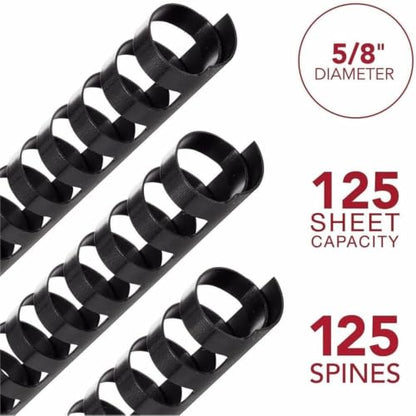 Mead CombBind Binding Spines/Spirals/Coils/Combs, 5/8", 125 Sheet Capacity, Black, 125 Pack (4000135) - size: 5/8"