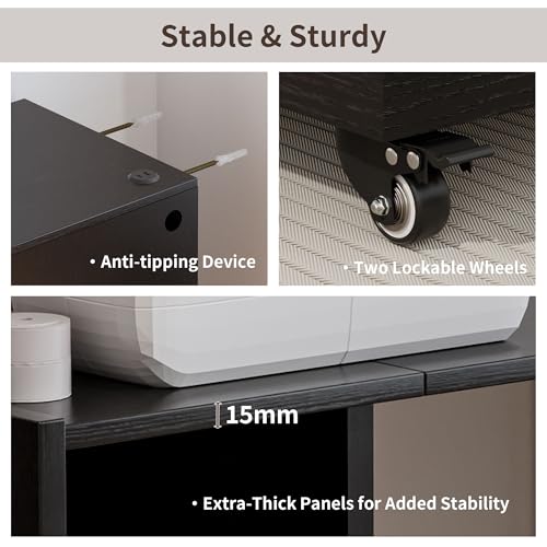 Foldable Pull-Out Desk with Charging Station and Storage, Black