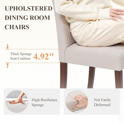 MALOL Upholstered Dining Chairs Set of 4, Fabric Dining Room Chairs, Modern Wooden Dining Chair, Kitchen Side Chairs, Farmhouse Dinner Chair with High Back for Kitchen, Beige - color: Beige, size: Set of 4