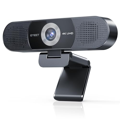 EMEET C980 PRO 3-in-1 4K Webcam with Microphone and Speaker, 60°-98° FOV | Wide Angle Webcam w/4 Noise Cancel Mics 2 Speakers, Fixed Focus, Magnetic Privacy Cover, Ideal for Group&Personal Video Calls - style: 4K with 4Mics 2Speakers
