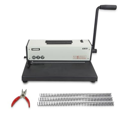 Rayson PD-1501 Coil Binding Machine with Inserter, 4:1 Pitch, 46 Holes | 46 round holes for A4-size sheets; electric coil inserter handles coils up to 7/8 inch for faster spiral binding.