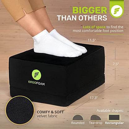 ErgoFoam XL Foot Rest for Under Desk at Work for Stools & High Chairs Chiropractor-Endorsed 2in1 Adjustable Under Desk Footrest Ergonomic High-Density Compression-Resistant Foam Nonslip Foot Rest - size: Extra Large