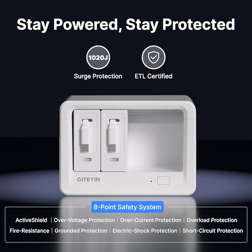 Gitryin 10-in-1 Desktop Charging Station, 6 AC, 80W Retractable GaN Charger - size: With 2 Type-C Chargers