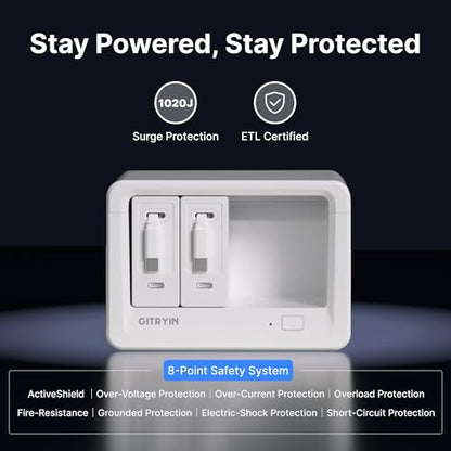 Gitryin 10-in-1 Desktop Charging Station, 6 AC, 80W Retractable GaN Charger - size: With 2 Type-C Chargers