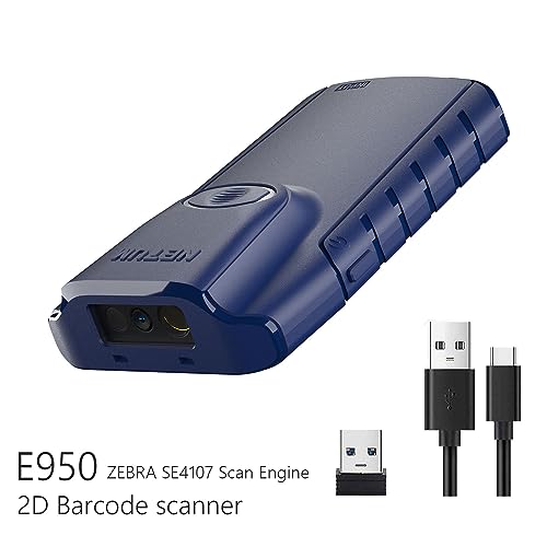 NETUM Bluetooth 2D Barcode Scanner, 3-in-1 Portable QR Bar Code Reader | Automatic Wireless Gun Scan Back Clip Work with Tablet iOS Android Windows MacOS for Warehouse Inventory POS (2D - E950) - size: 2D - E950