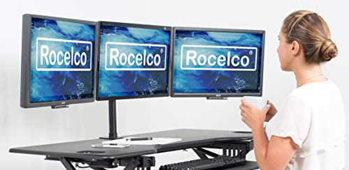 Rocelco Premium Triple Monitor Desk Mount - Standard Pattern Fits 13" - 27" LED LCD Flat Computer Screen - Three Articulated Full Motion Adjustable Arms - Grommet and C Clamp - Black (R DM3) - style: 3 Monitor