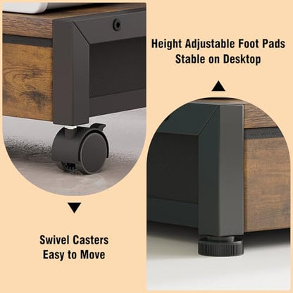 VENNQD 2-Tier Desktop Printer Stand with 2 Fabric Drawers, Prtiner Table with Storage Shelf, Desk Organizer for Home Office,3D Printer,Fax Machine,Scanner (Brown, 2 Tier) - color: Brown