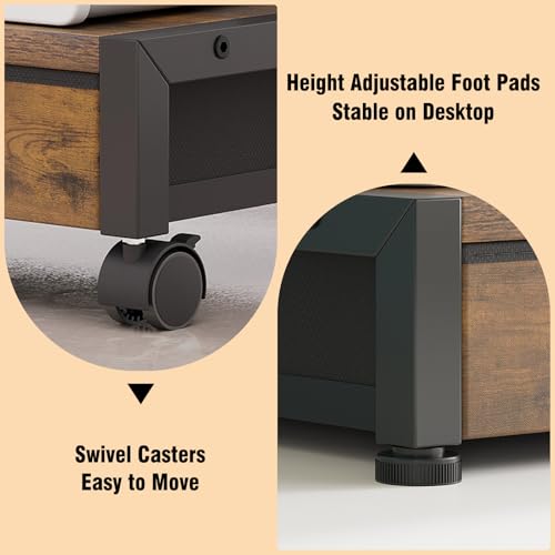 VENNQD 2-Tier Desktop Printer Stand with 2 Fabric Drawers, Prtiner Table with Storage Shelf, Desk Organizer for Home Office,3D Printer,Fax Machine,Scanner (Brown, 2 Tier) - color: Brown