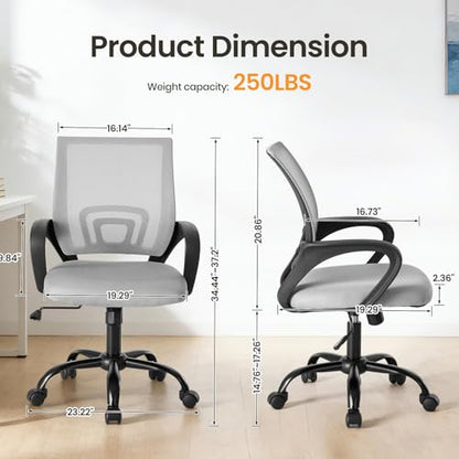 OLIXIS Ergonomic Office Chair 2 Pack, Home Desk Mesh Chairs, Lumbar Support - color: Grey, size: 2