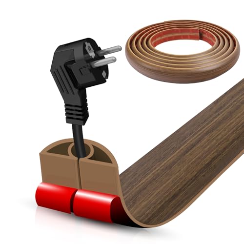 Floor Cord Cover Cable Cavity Self Adhesive Cord Hider Floor 10FT Floor Cable Management Power Cord Protector Floor Electric Cord Covers for Offices, Gym, Exhibitions (Misty Brown Wood, 0.78" x 10') - color: Misty Brown Wood, size: 0.78" x 10'