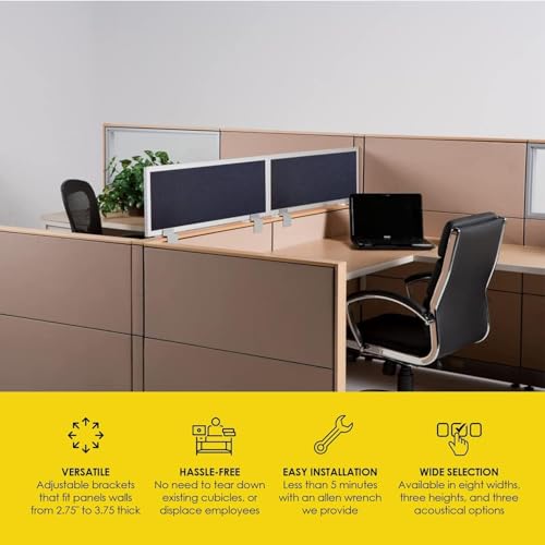 OBEX Acoustical Cubicle Privacy Screen Extender Desk Panel & Office Divider, Add Separation & Block Noise, 12" x 72", Twilight - color: Twilight, size: 12"H X 72"W