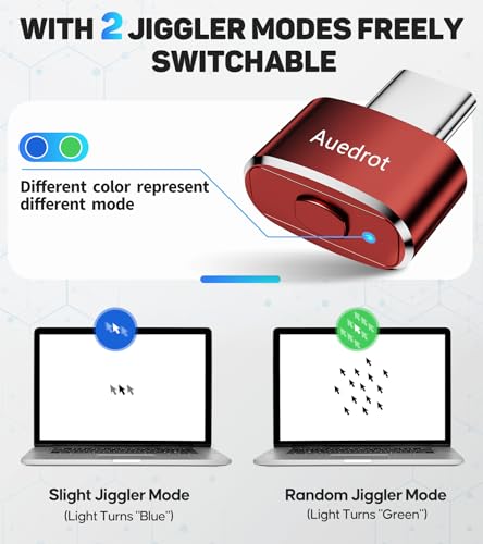 AUEDROT Mouse Jiggler USB-C Undetectable Mouse Jiggler Type C Mouse Mover with Switch Button, Automatic Mouse Wiggler with 2 Jiggle Modes, Plug & Play, Keep Computer/Laptop Awake, Orange - color: Orange