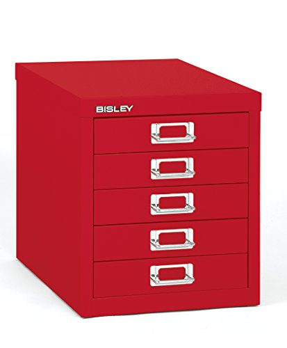 Bisley 5-Drawer Steel MultiDrawer Cabinet - Cardinal Red - color: Cardinal Red, size: 5 Drawer