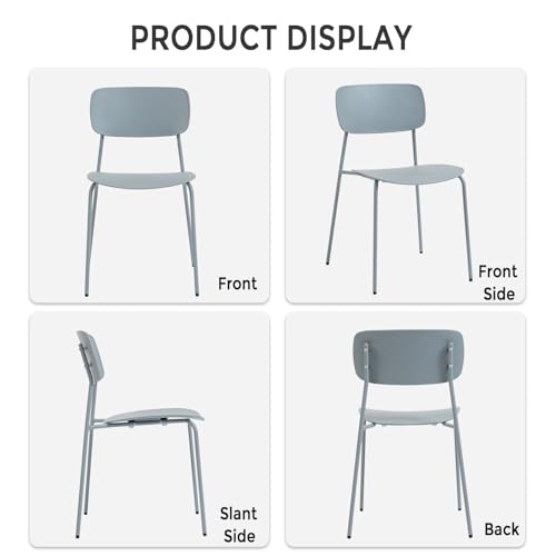 Sidanli Stacking Chairs Set of 4, Office Guest Chairs with Metal Legs, Stacking Office Chairs for Conference Reception Church Lobby, Capacity 300lbs, Gray - color: Grey