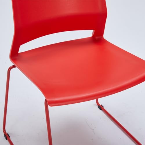 Red Stacking Conference Guest Chairs Set of 4, stackable Waiting Breakroom - color: Red, size: 4 pack