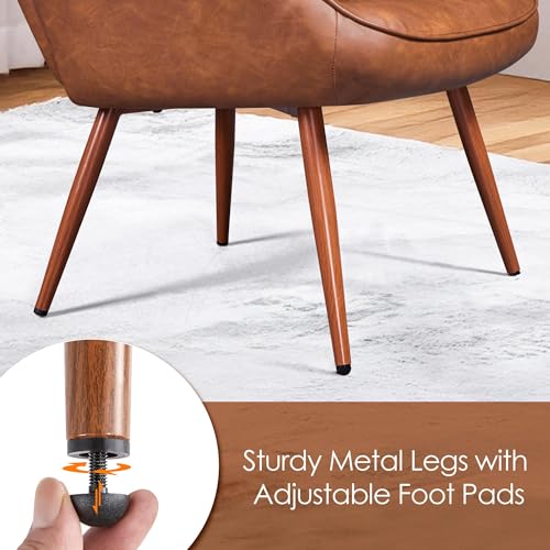 Yaheetech Faux Leather Accent Chairs Set of 2 for Living Room Retro Brown - color: Brown