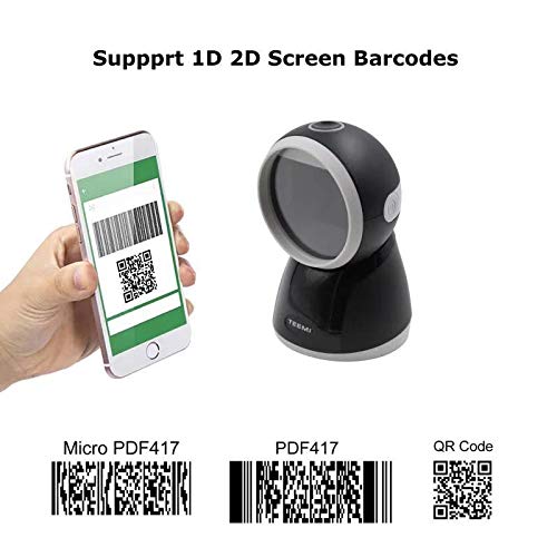 TEEMI USB 2D Barcode Scanner, Handsfree QR Reader, 1MP, TMSL-70