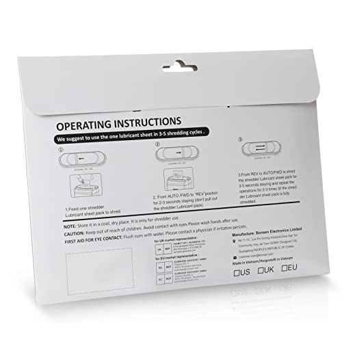 Bonsaii Paper Shredder Lubricant Sheets,12-Pack (8.4 x 5.9 inch/piece) - size: 12 PACK
