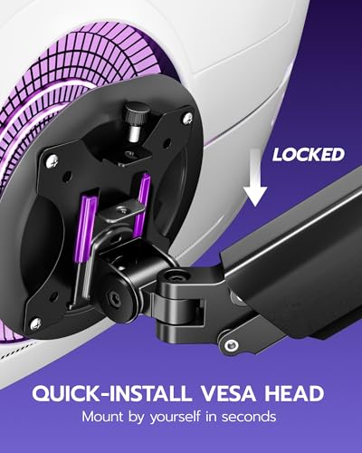ARES WING Single Monitor Mount - 17 to 40 Inch Screen Monitor Arm, Black | Ultrawide Monitor Arm for Heavy Duty Curved Screen up to 26.4 lbs with Clamp/Grommet Desk Mount, 75/100 Vesa Mount - size: Single Monitor Arm