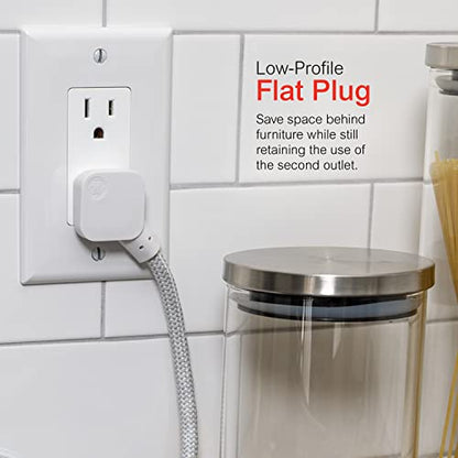 GE 3-Outlet Power Strip 5 Inch Braided Extension Cord with Multiple Outlets - size: 5 Inch
