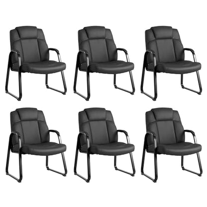 Okeysen Big & Tall Waiting Room Chairs Set of 6, PU Leather Reception Guest Chair with Padded Arm Rest, Office Desk Chair with Sled Base No Wheels, for Office Meeting, Conference Room, Lobby, 500lb - color: Black, size: Set of 6