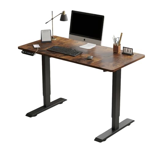 55 Inch Computer Desk, Large Office Desk for Home Office, Modern Writing Table with Sturdy Metal Frame - color: Rustic Brown, size: 55 x 30'' (Rectangular, Single Motor)