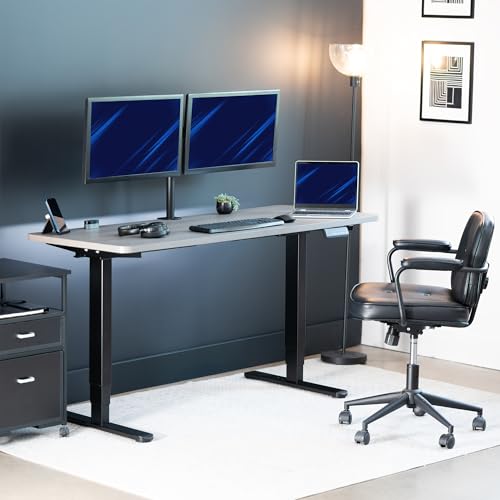 VIVO Dark Gray 60 x 24 in Standing Desk, DESK-KIT-2B6G - color: Dark Gray Top / Black Frame, size: 60 x 24