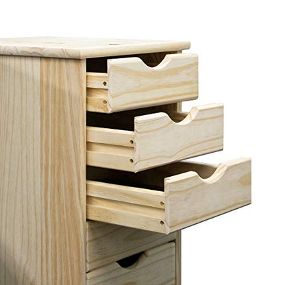 Jela-USA Solid Pine Wood 6 Drawer Rolling Cart, Natural - color: Natural, style: unspecified