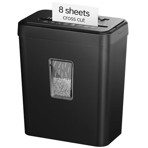 Locksworth 8-Sheet Paper Shredder, 4.23 Gallon Cross Cut Shredder for Home Office, P-4 High Security Shredders for Credit Card Staple Clip, Portable Handle Design - size: 8-sheet