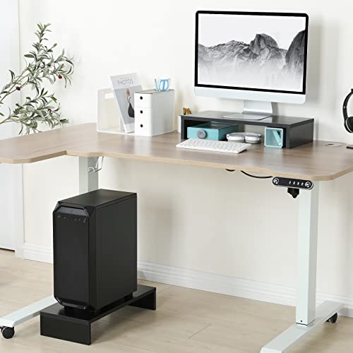 TEAMIX 2-Pack Monitor Stand Riser 20 inch, Wood Desk Computer Shelf, Black - color: Black, size: 2 Pack-20 inch