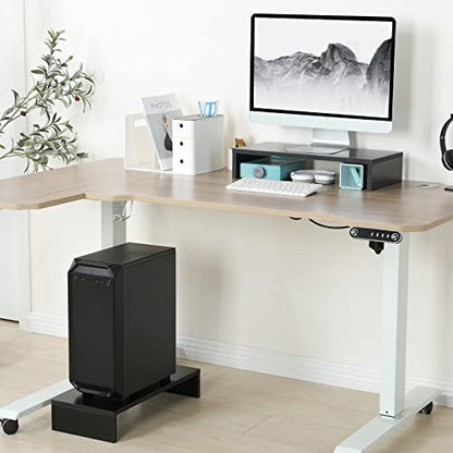 TEAMIX 2-Pack Monitor Stand Riser 20 inch, Wood Desk Computer Shelf, Black - color: Black, size: 2 Pack-20 inch
