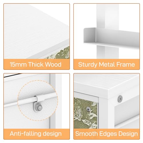 VINGLI 2 Drawer File Cabinet with Side Bag, Rolling File Cabinet Mobile Under Desk File Cabinet with Wheels, Fabric Drawers Printer Stand for Home Office, Fits Letter Size, White Green - color: White Green, size: Small 2 Drawers