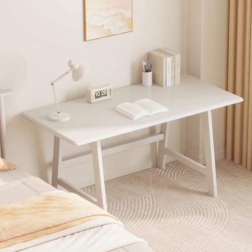 IOTXY Solid Wood Writing Table - 48" W Minimalist PC Computer Desk, White - color: White, size: 48" W