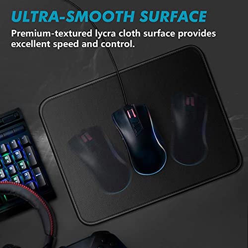 Mouse Pad 11 x 8.7 in, Smooth & Stable Mousepad with Stitched Edges and Non-Slip Base, Smooth Cloth Surface Computer Black Mouse Pad. Clean Desk Essential for Work, Study & Home Office - color: Black - Standard - 1 Pack