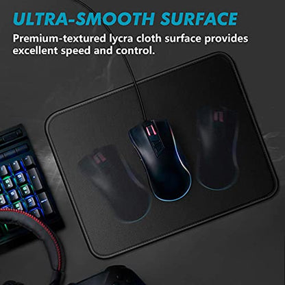 Mouse Pad 11 x 8.7 in, Smooth & Stable Mousepad with Stitched Edges and Non-Slip Base, Smooth Cloth Surface Computer Black Mouse Pad. Clean Desk Essential for Work, Study & Home Office - color: Black - Standard - 1 Pack