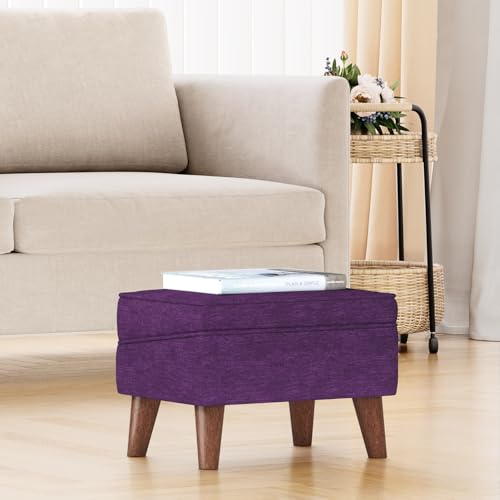 FAGAGA Storage Ottoman, Small Foot Stool Ottoman with Adjustable Lid - color: Purple, size: 11.8"D x 15.8"W x 11.3"H