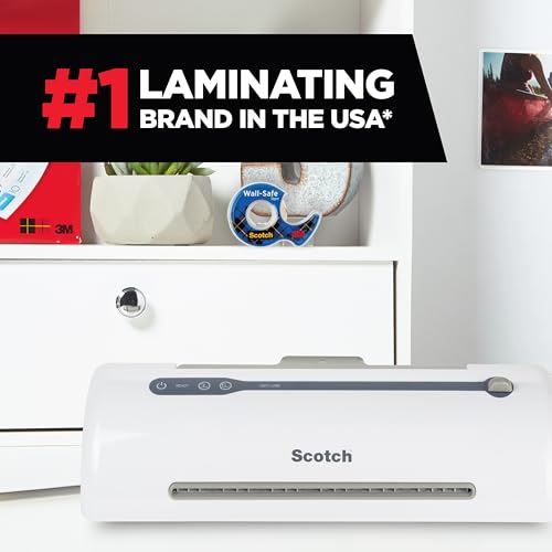 Scotch Rapid Thermal Laminator, 9 inch | Ready in 1 Minute, Never Jam Technology Automatically Prevents Misfed Items, Includes 2 Pouches, TL909X-EF