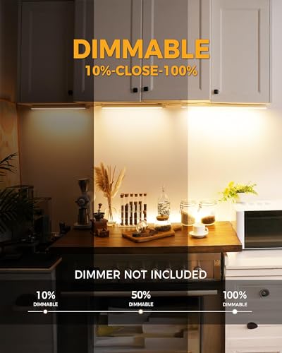 4 Pack 12" Under Cabinet Lighting Hardwired, Dimmable, 9W 600LM,3CCT - size: 12 inch